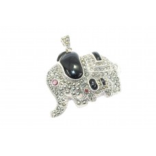 Handcrafted Elephant & Baby Pendant 925 Sterling Silver Marcasite & Black Stone